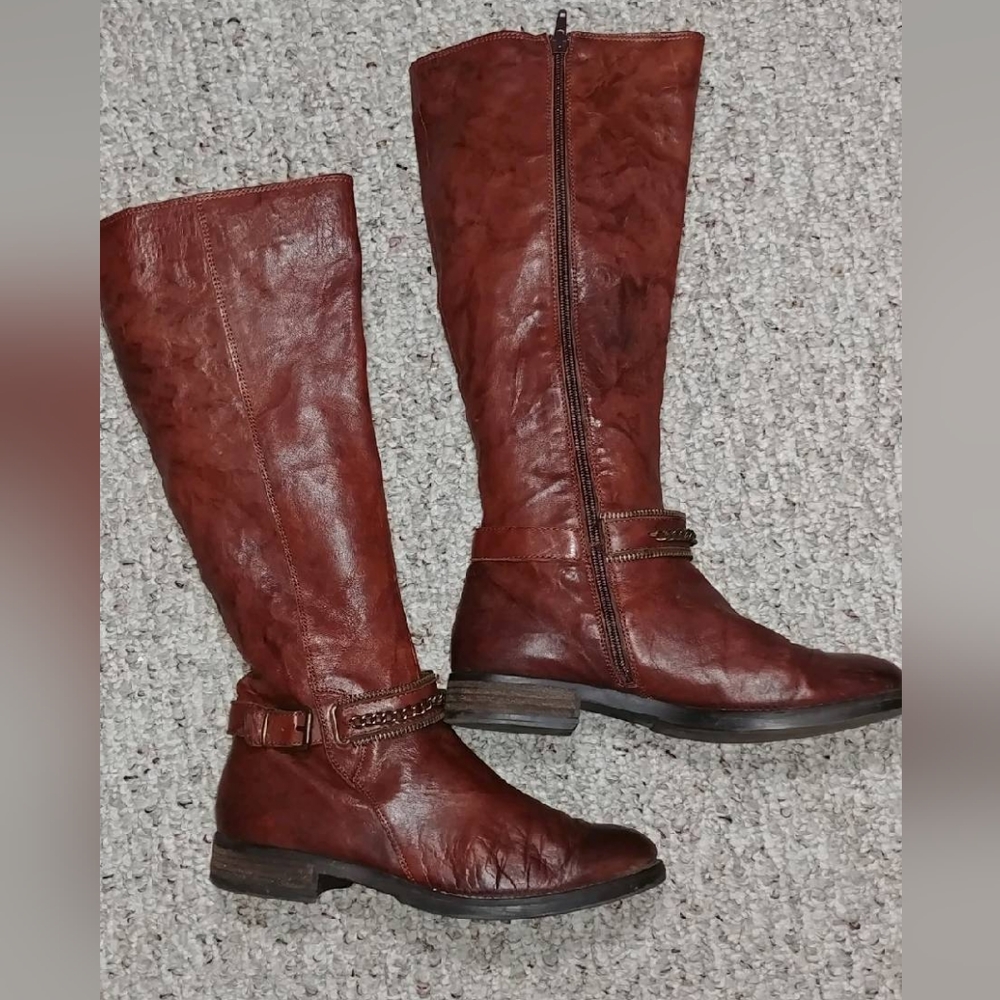 Brown Leather Knee-High Boots